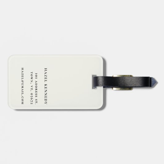 Monogram Simple Modern Elegant Ivory White Classic ラゲッジタグ (裏面横)