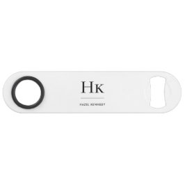 Monogram Simple Modern Elegant White Monogrammed スピード栓抜き