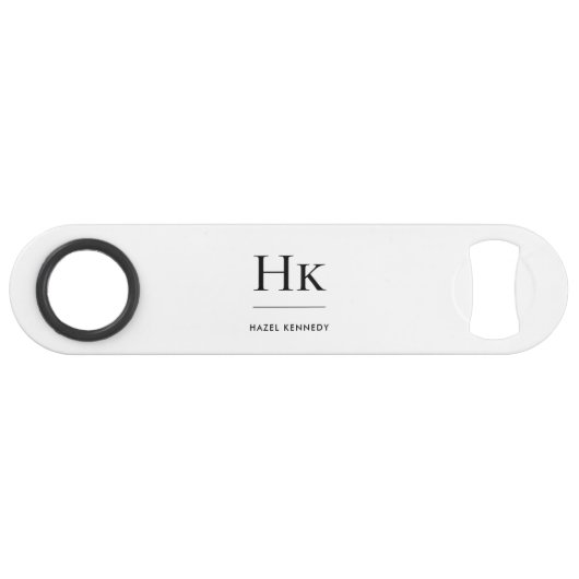 Monogram Simple Modern Elegant White Monogrammed スピード栓抜き (正面(横))
