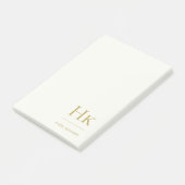 Monogram Simple Modern Ivory Gold Monogrammed ポストイット (アングル)