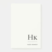 Monogram Simple Modern Ivory White Monogrammed ポストイット (正面)