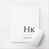 Monogram Simple Modern Minimalist White Initials マウスパッド (マウス)