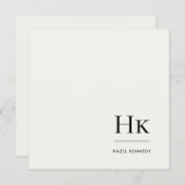 Monogram Simple Modern Monogrammed Ivory Notecard ノートカード (正面/裏面)