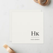 Monogram Simple Modern Monogrammed Ivory Notecard ノートカード (正面/裏面インサイチュ)