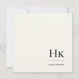 Monogram Simple Modern Monogrammed Ivory Notecard ノートカード