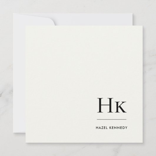 Monogram Simple Modern Monogrammed Ivory Notecard ノートカード (正面)