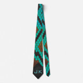 Monogram Snake Brown and Teal Print ネクタイ (正面)
