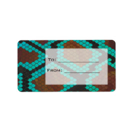 Monogram Snake Brown and Teal Print ラベル