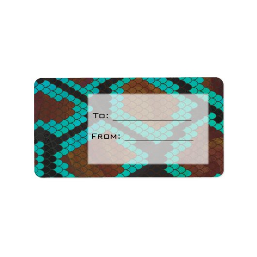 Monogram Snake Brown and Teal Print ラベル (正面)