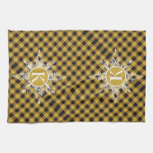 Monogram snowflake on plaid kitchen towel キッチンタオル (横)