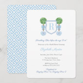 Monogram Something Blue ブライダルシャワー 招待状 (正面/裏面)
