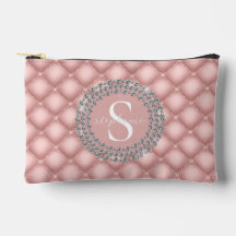 Monogram Sparkly Diamonds Tufted Custom Blush Pink