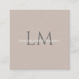 Monogram Square Classic Taupe Business Card コーリングカード