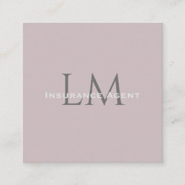 Monogram Square Rose Taupe Business Card コーリングカード