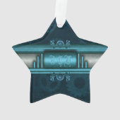 Monogram、Steampunked Deco on ice-blueとティール(緑がかった色) オーナメント (裏面)
