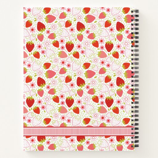 Monogram Strawberry Fruit Pattern ノートブック (裏面)