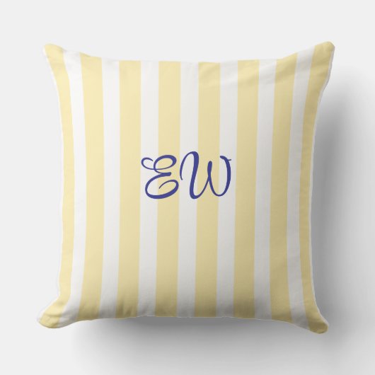 Monogram Stripe Custom Throw Pillow | Lemon Drop クッション (正面)