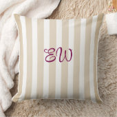 Monogram Stripe Custom Throw Pillow | Tan Sangria クッション (ブランケット)