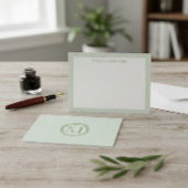 Monogram Striped Pastel Green Note Card ノートカード