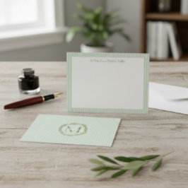 Monogram Striped Pastel Green Note Card  ノートカード