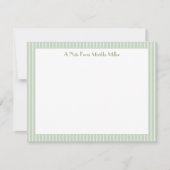 Monogram Striped Pastel Green Note Card ノートカード (正面)