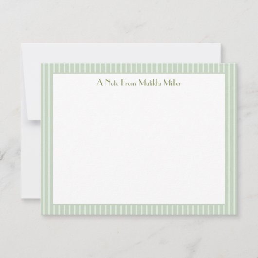 Monogram Striped Pastel Green Note Card ノートカード (正面)