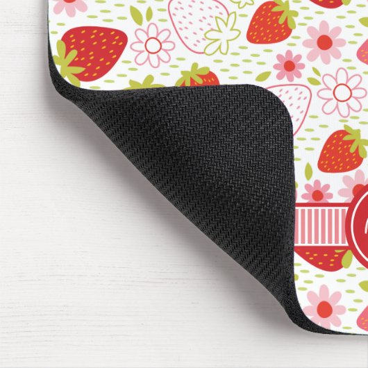 Monogram Summer Strawberry Fruit Pattern マウスパッド (コーナー)