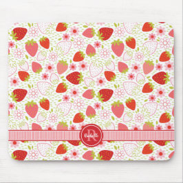 Monogram Summer Strawberry Fruit Pattern マウスパッド