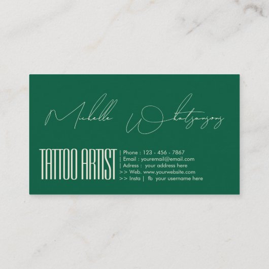 Monogram TATTOO ARTIST modern script 名刺 (裏面)