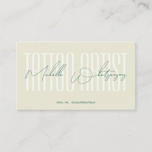 Monogram TATTOO ARTIST modern script 名刺 (正面)