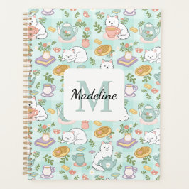 Monogram Tea & Bookish Cats Spiral Planner Green プランナー手帳