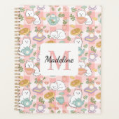 Monogram Tea & Bookish Cats Spiral Planner Pink プランナー手帳 (正面)