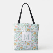 Monogram Tea & Bookish Cats  Tote Bag Mint Green トートバッグ (裏面)
