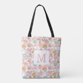 Monogram Tea & Bookish Cats Tote Bag Pink トートバッグ (裏面)