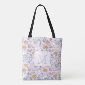 Monogram Tea & Bookish Cats Tote Bag Purple トートバッグ (裏面)