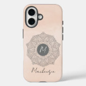 Monogram Template Name Modern Mandala Blush Pink Case-Mate iPhoneケース (裏面)