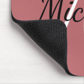 Monogram Terra Rosa Red & White Add Your Name マウスパッド (コーナー)