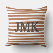Monogram Terracotta Modern Stripes Minimalist  クッション (正面)