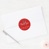 Monogram Thank You結婚式の引き出物Stickers Red ラウンドシール (封筒)