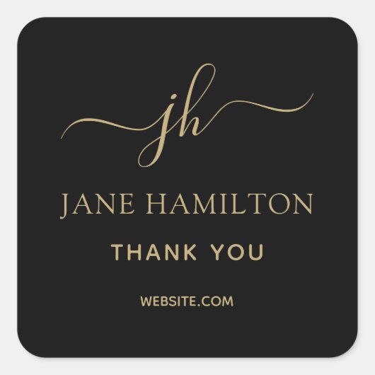 Monogram Thank You Business Logo Squareステッカー スクエアシール (正面)