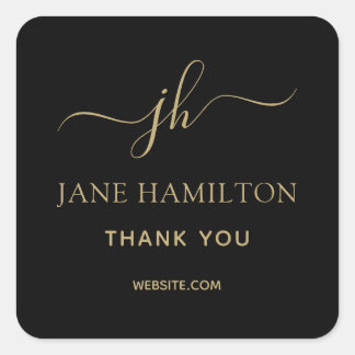 Monogram Thank You Business Logo Squareステッカー スクエアシール