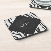 Monogram Tiger Black and White Print コースター (左側)