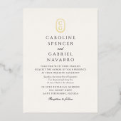 Monogram Timeless Sophisticated Wedding 箔招待状 (正面)