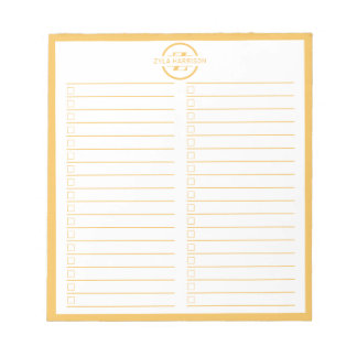 Monogram To Do List Minimalist Yellow Name ノートパッド
