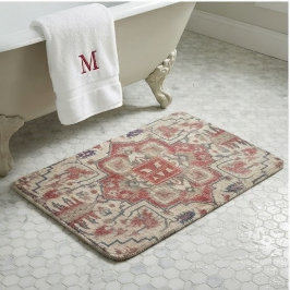 Monogram Traditional Persian Anatolian Floral バスマット