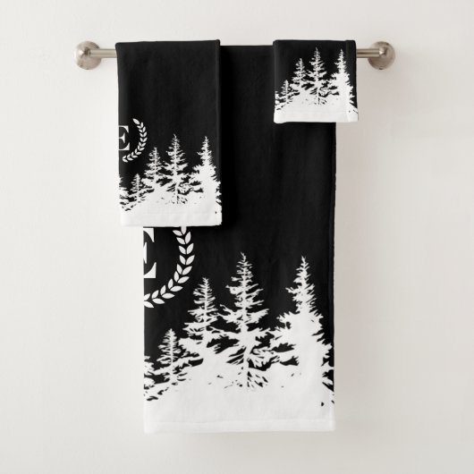 Monogram Trees Bath Towel Set Black and White バスタオルセット (インサイチュ)