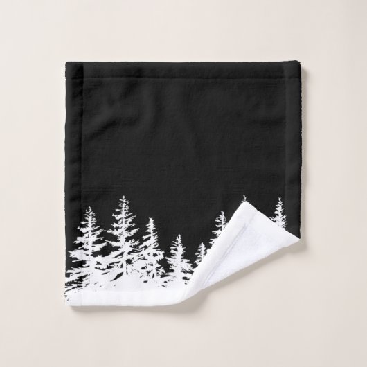 Monogram Trees Bath Towel Set Black and White バスタオルセット (ウォッシュタオル)