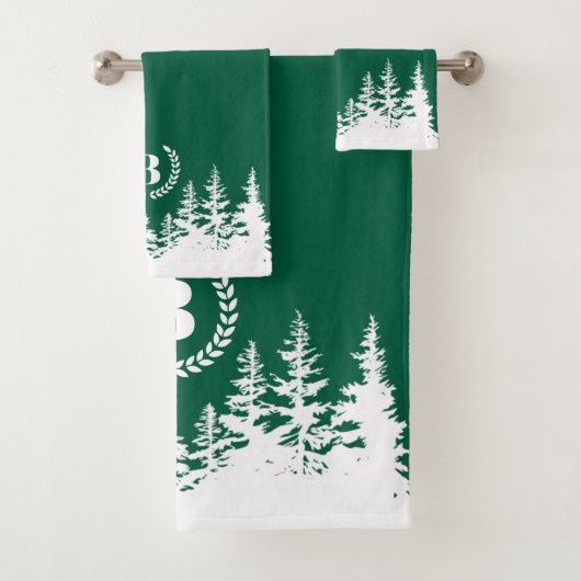Monogram Trees Bath Towel Set Green and White バスタオルセット (インサイチュ)