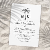 Monogram Tropical Palm Tree Formal Beach Wedding 招待状