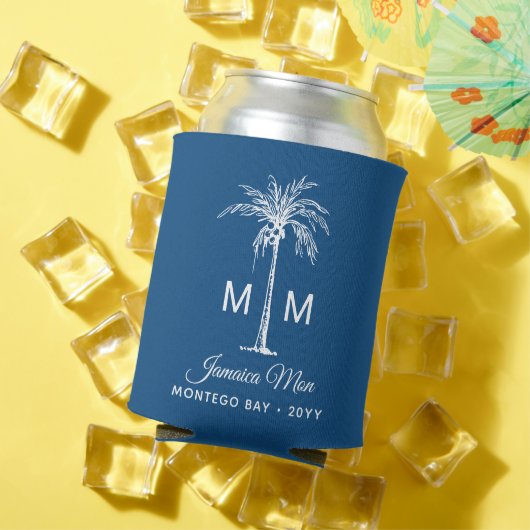 Monogram Tropical Palm Tree Personalized 缶クーラー (インサイチュ 夏)